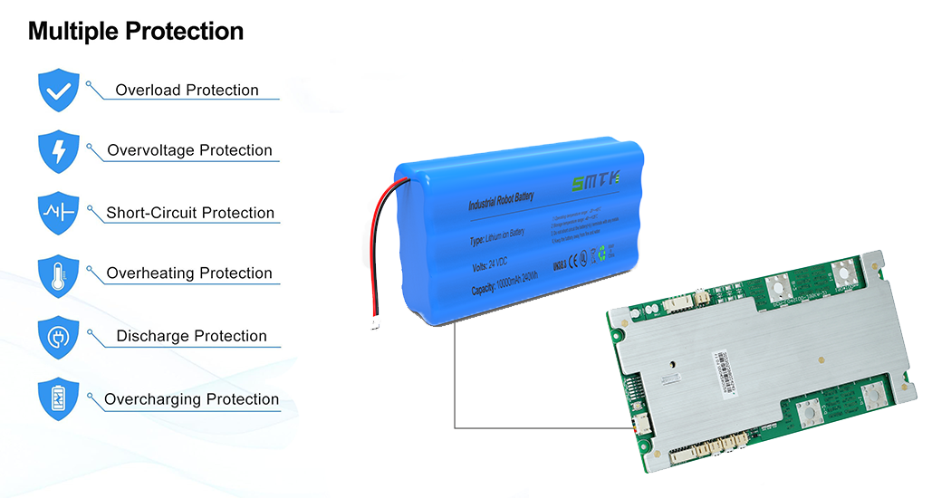 industrial robot battery 24V 10Ah bms protection